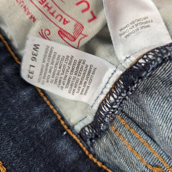 Lucky Brand 223 Straight Dark Blue Denim Jeans Mens Size 36X32 5 Pocket Pants 2 - Picture 9 of 11